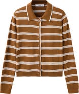 MANGO Stripe Collared Cardigan