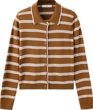 MANGO Stripe Collared Cardigan