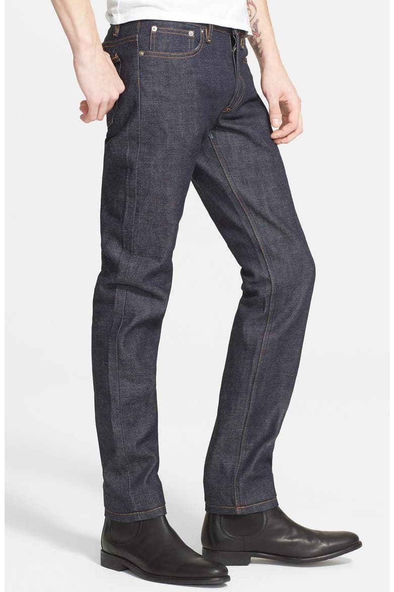 Petit New Standard Slim Straight Leg Selvedge Jeans, Alternate, color, INDIGO WASH