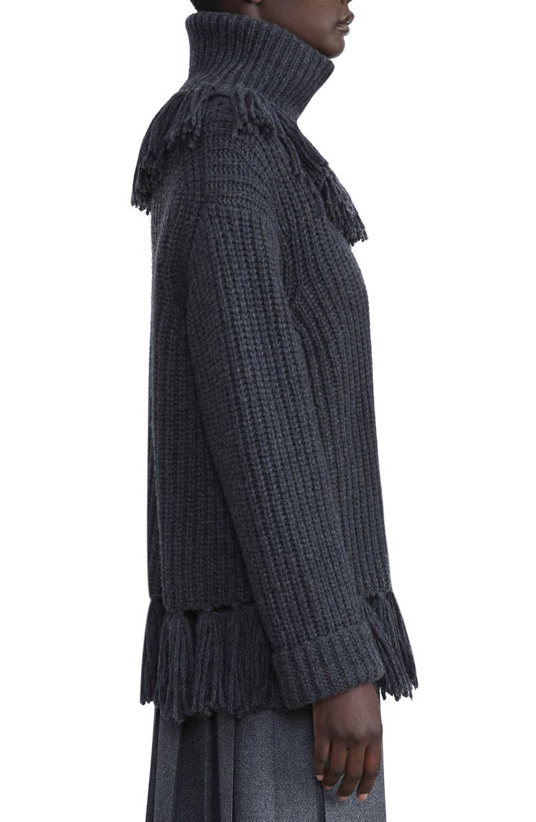 Lafayette 148 New York Fringe Detail Cashmere Turtleneck Sweater, Alternate, color,