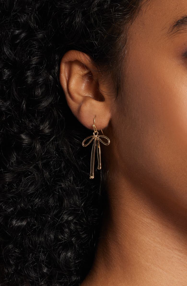 BP. Bow Drop Earrings, Alternate, color, Gold