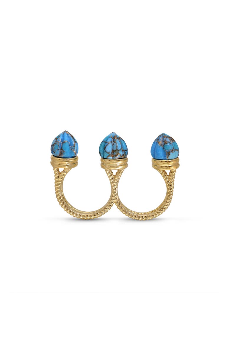 LuvMyJewelry Sea Breeze Turquoise Multifinger Ring, Alternate, color, 14Kt Gold Vermeil On Sterling