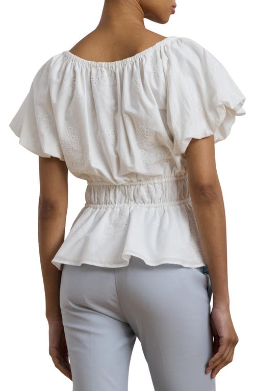 RALPH LAUREN LAUREN RALPH LAUREN EMBROIDERED EYELET COTTON PEPLUM TOP