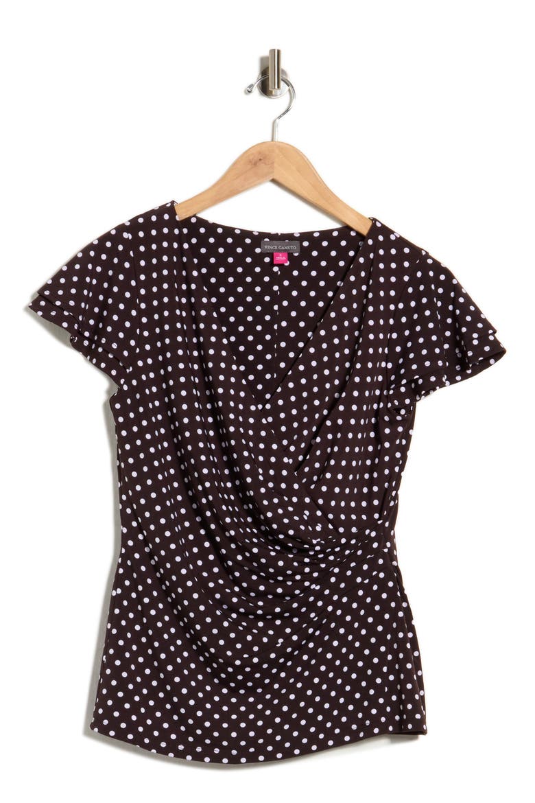 Dot Wrap Top, Main, color, CHOCOLATE / WHITE