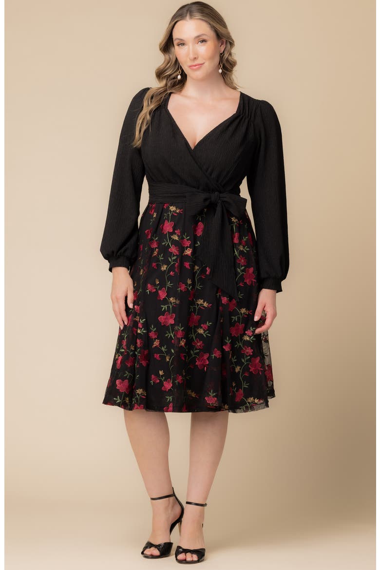 Chelsea Embroidered Long Sleeve Cocktail Dress, Alternate, color, FLORAL FLARE