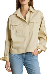 Lauren Ralph Lauren Silky Stretch Cotton Utility Shirt