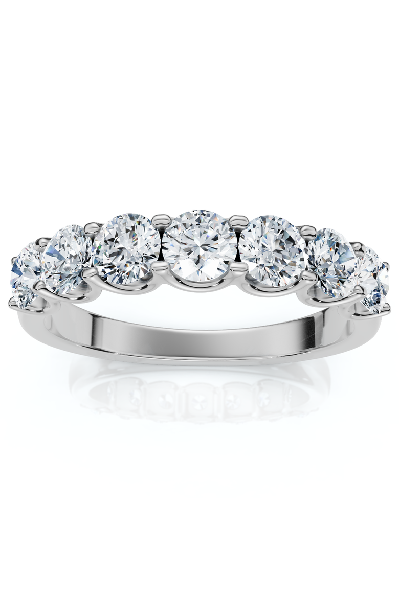 1Ct TW Diamond U Prong 7-Stone Wedding Ring 14k Gold or Platinum Lab Grown, Main, color, 14k White Gold