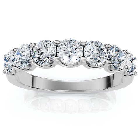 1Ct TW Diamond U Prong 7-Stone Wedding Ring 14k Gold or Platinum Lab Grown