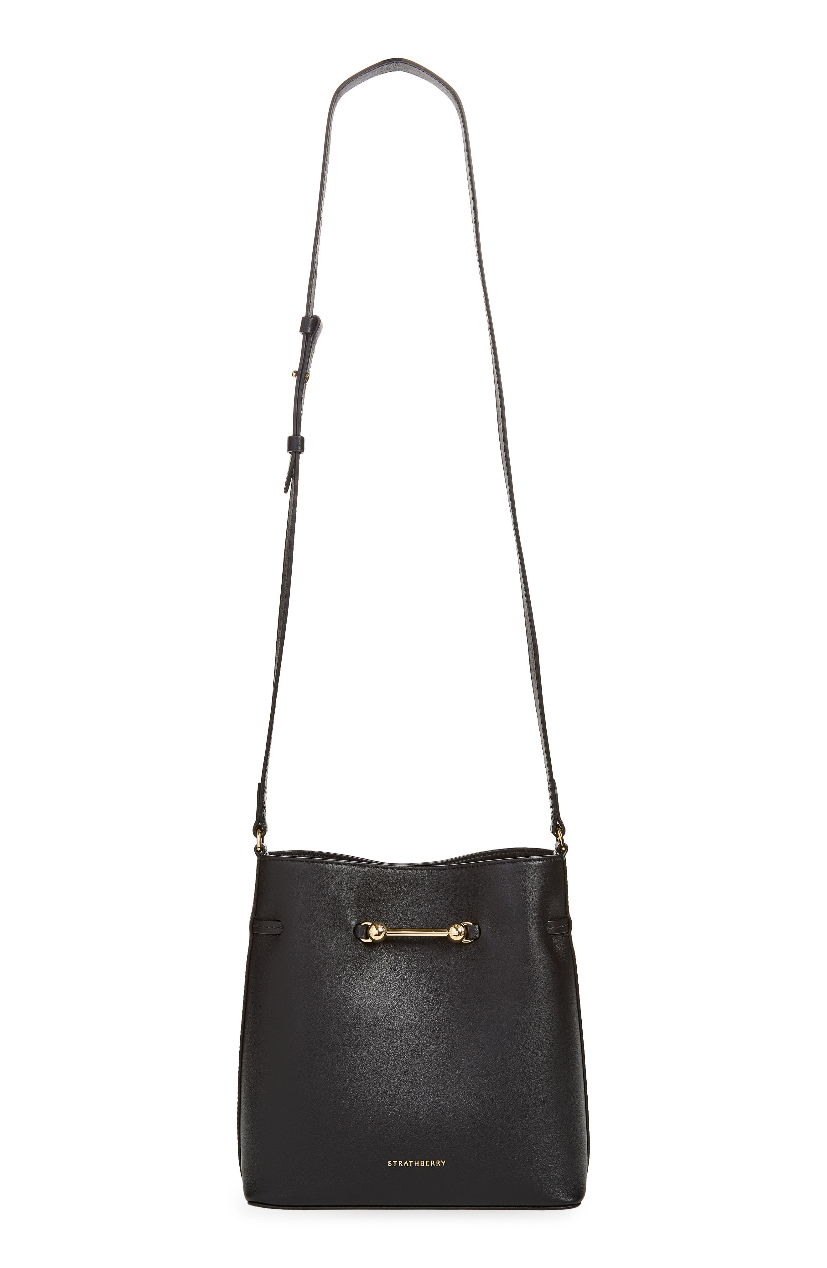 Corda Leather Bucket Bag, Main, color, BLACK