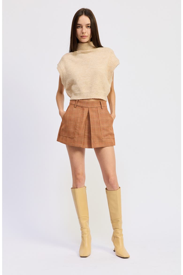 Leighton Plaid Skort, Alternate, color, BURNT ORANGE