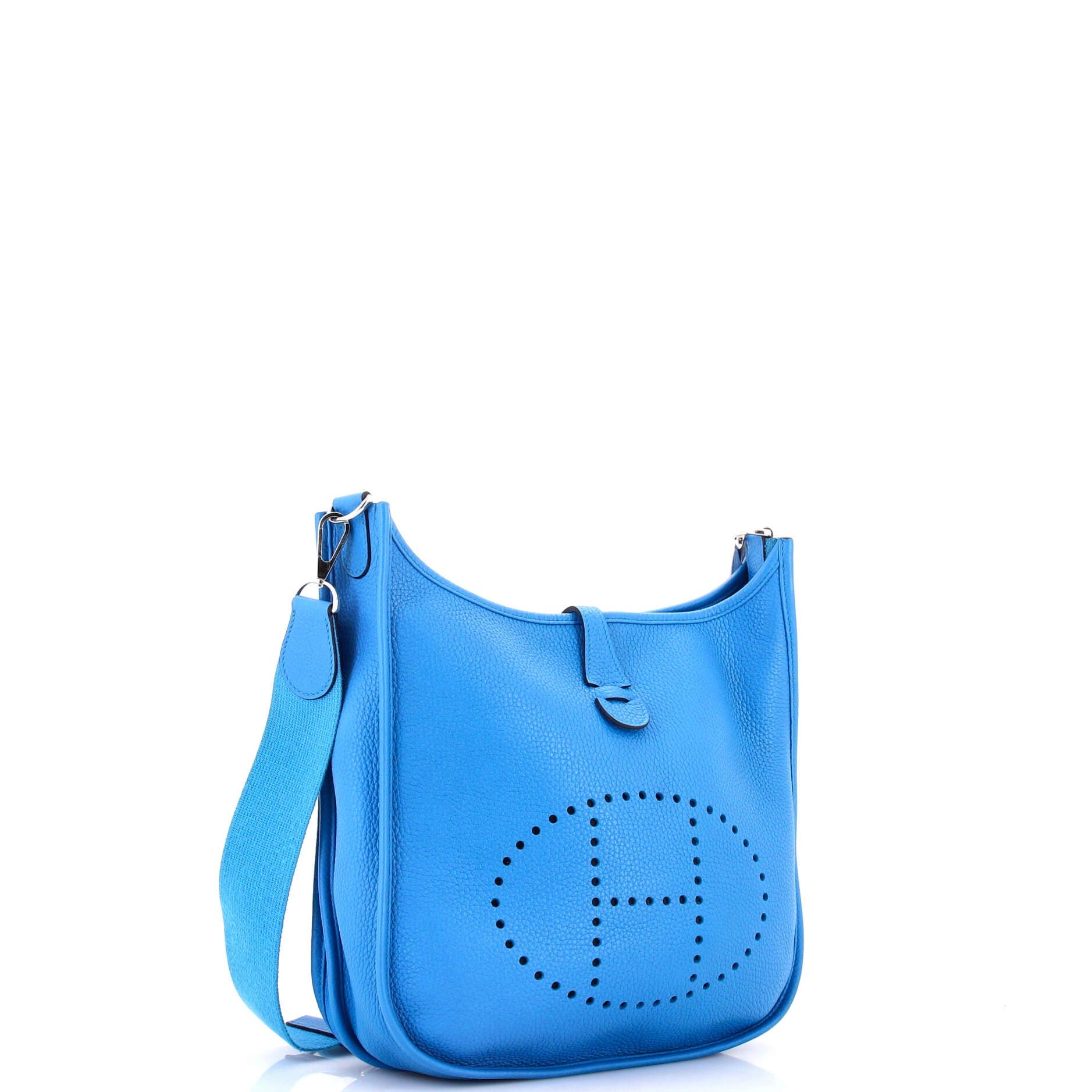 Pre-Owned Hermes Evelyne Bag Gen III Clemence PM, Alternate, color, Bleu Zanzibar