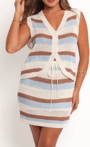 Petal & Pup Fawn Stripe Open Knit Drawstring Skirt