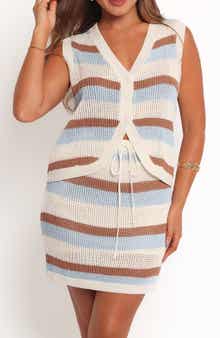 Petal & Pup Fawn Stripe Open Knit Drawstring Skirt