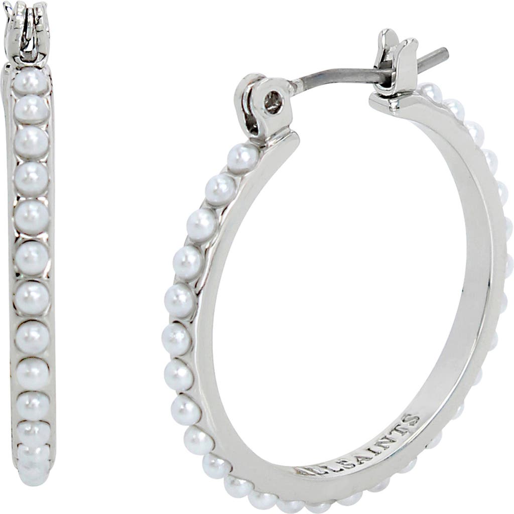 Allsaints Faux Pearl Huggie Hoop Earrings
