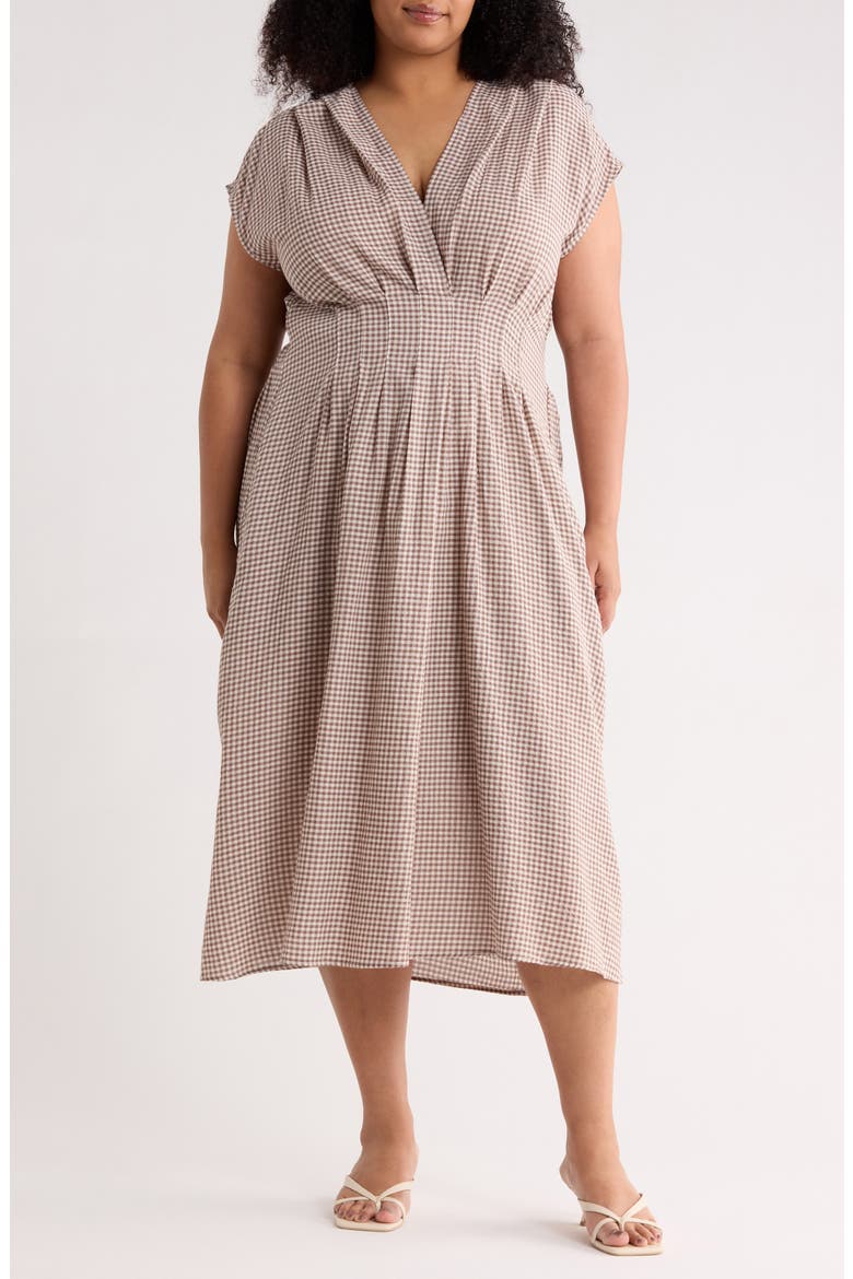 gingham midi dress short sleeve Bums & Roses Cottontail Gingham Women's Short Sleeve Midi Dress, Hypoallergenic & Antibacterial Bamboo Fabric, XSin