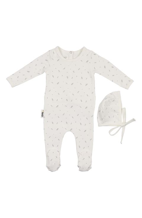 Elegant Leaves Footie & Hat Set (Baby)