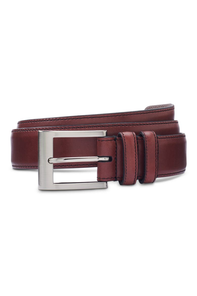 Basic Wide Leather Belt, Main, color, OXBLOOD