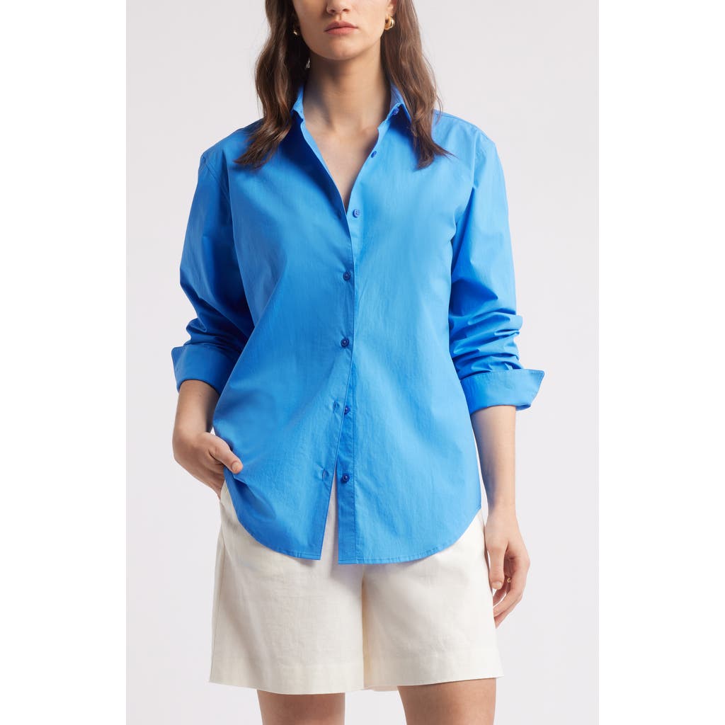 Nordstrom Cotton Poplin Button-up Shirt In Blue