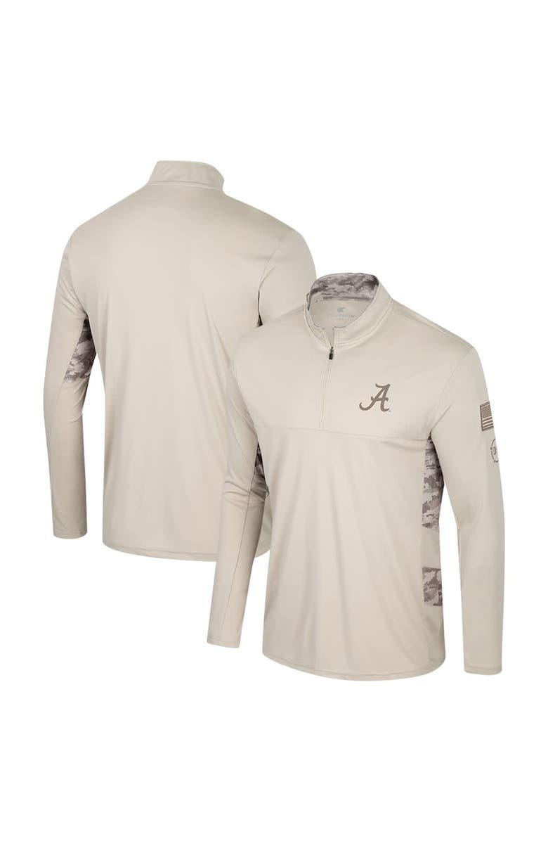 COLOSSEUM Men's Colosseum Natural Alabama Crimson Tide OHT Military Appreciation Quarter-Zip Jacket, Alternate, color, Natural