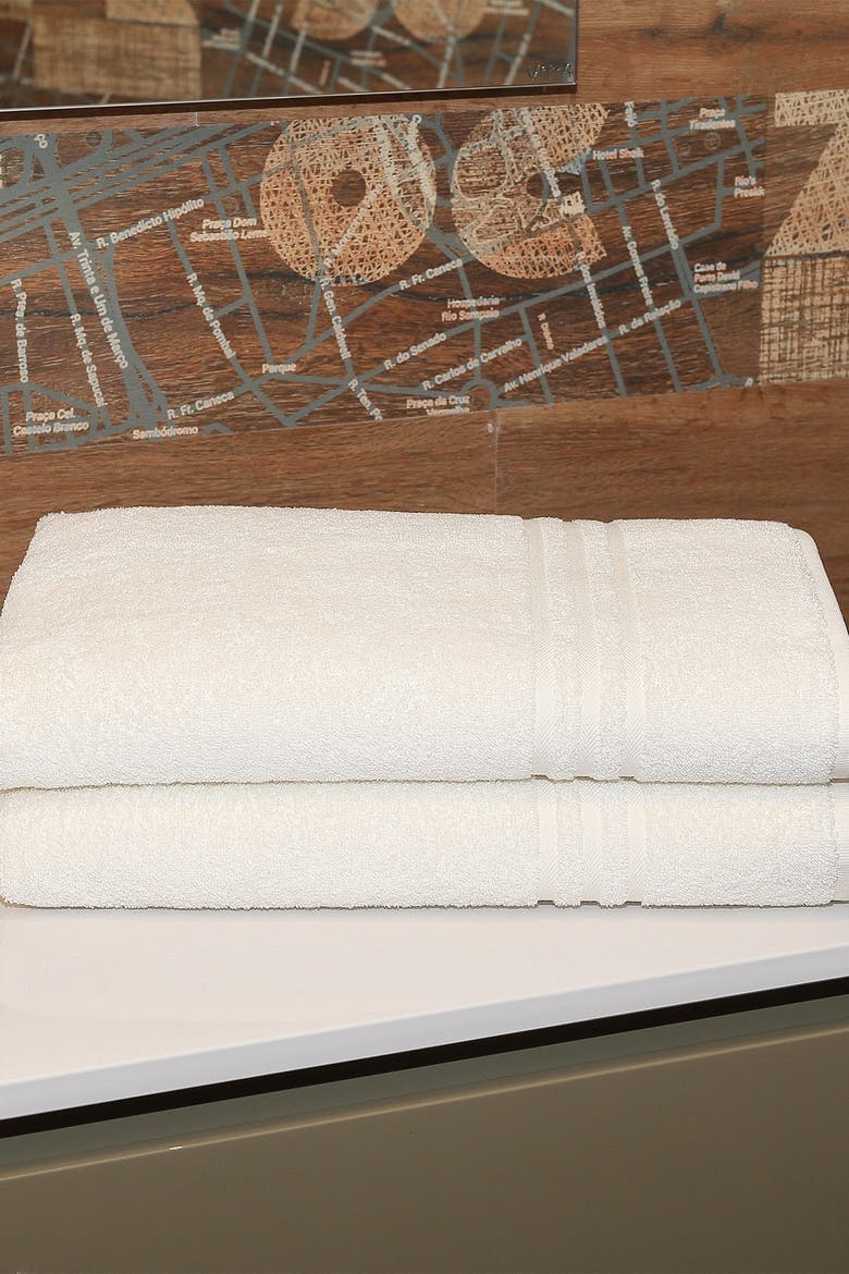 Denzi Bath Sheet - Set of 2 - White, Alternate, color, WHITE
