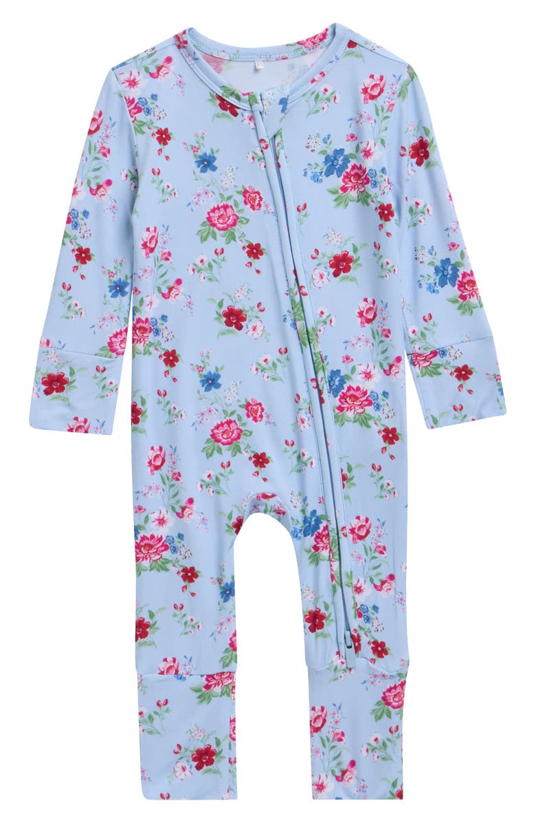 Posh Peanut Fitted Convertible One-Piece Pajamas, Main, color, Blue