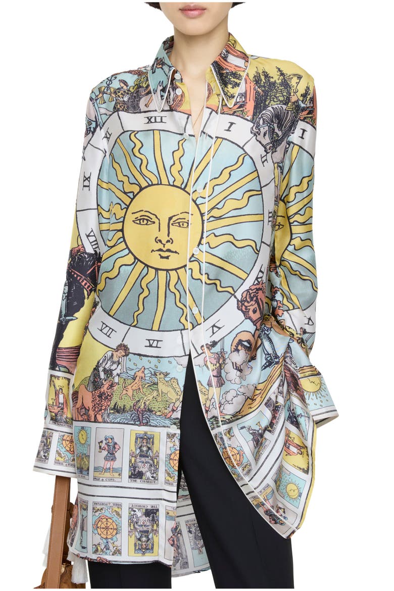 Tarot Silk Shirt, Main, color, Seaside blue
