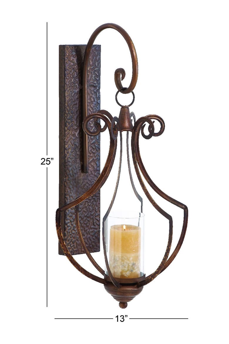 Bronze Metal Rustic Wall Sconce, Alternate, color, BROWN