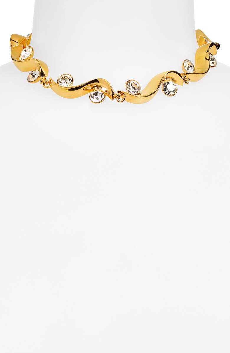 Oscar de la Renta Crystal Wave Necklace, Alternate, color,