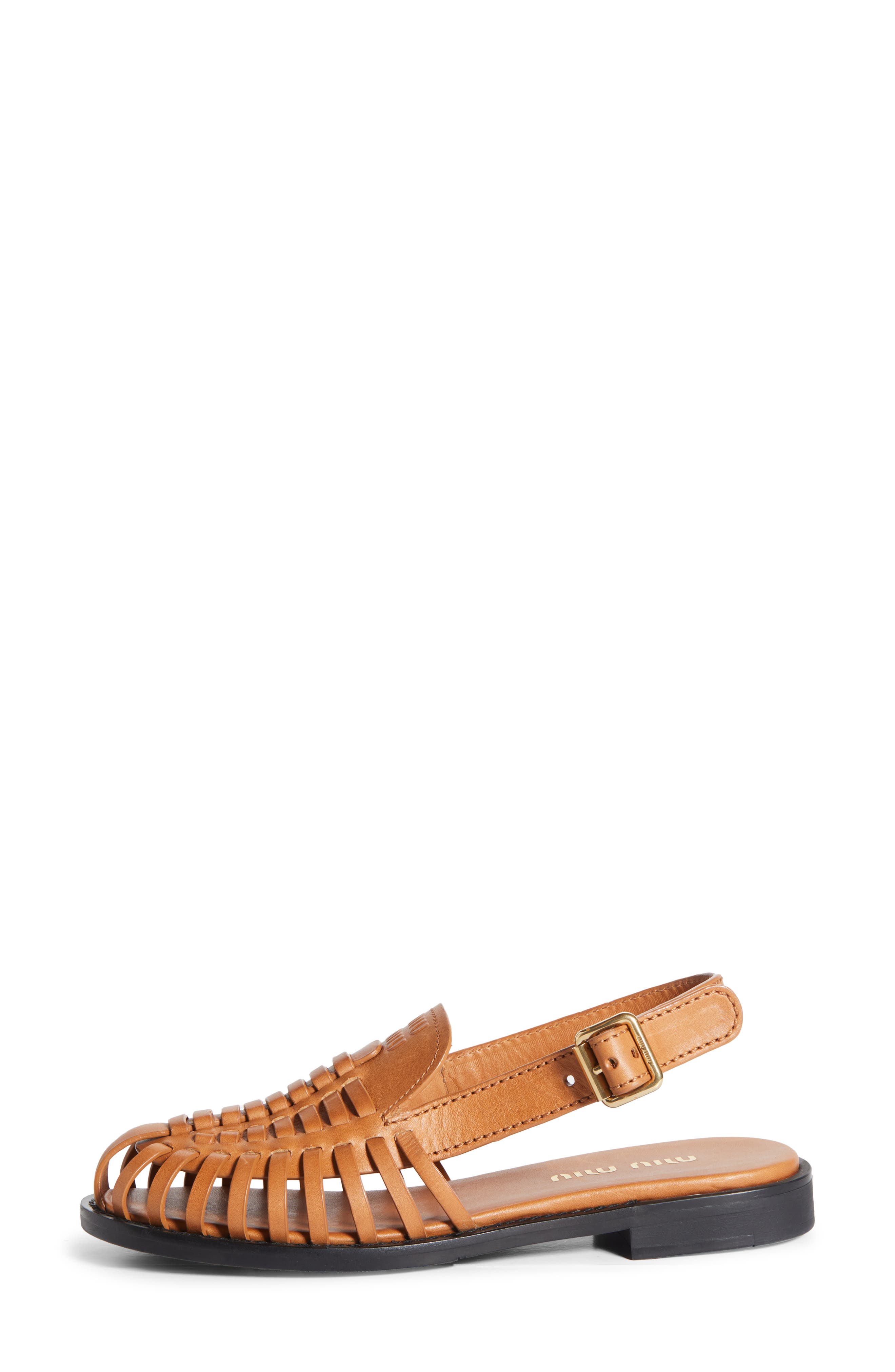 Miu Miu Slingback Huarache Sandal, Alternate, color, Brown