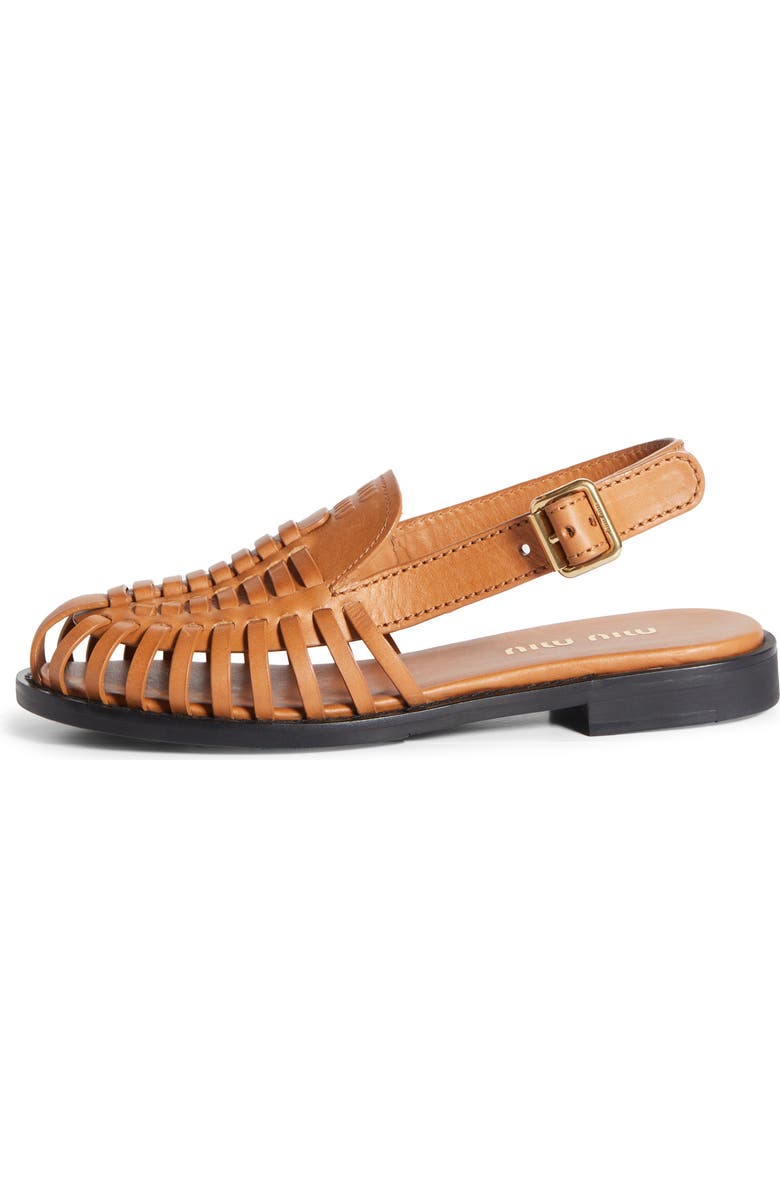 Miu Miu Slingback Huarache Sandal, Alternate, color, Brown
