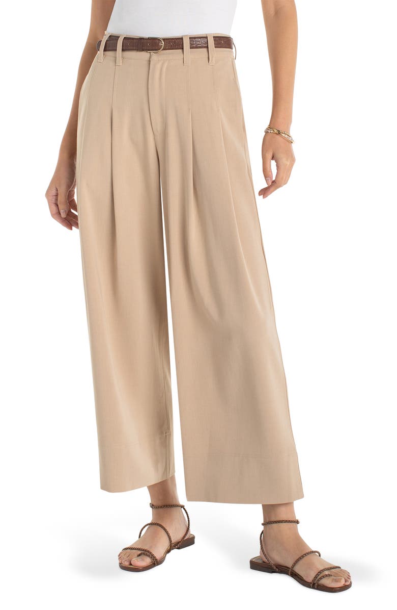 Liverpool Los Angeles Pleated High Waist Ankle Wide Leg Pants, Main, color, 