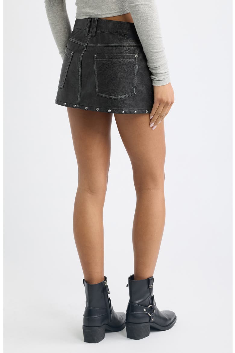 Lainey Studded Faux Leather Miniskirt, Alternate, color, BLACK