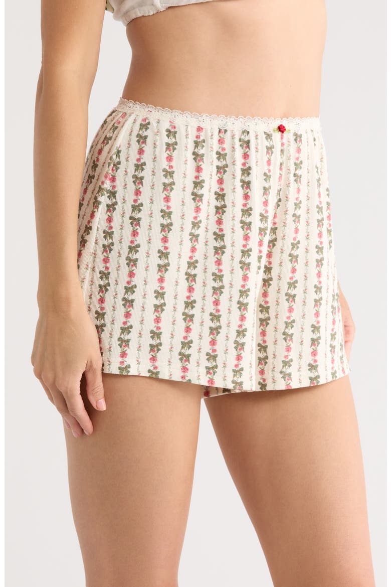 Print Pajama Shorts, Alternate, color, HEIRLOOM ROSE