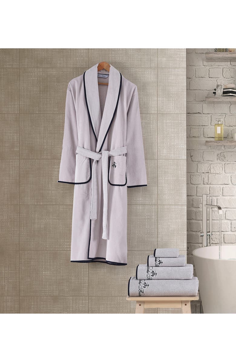 Brooks Brothers Contrast Frame Cotton Robe, Alternate, color, 