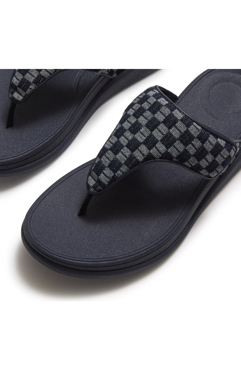 FitFlop F-Mode Go Adj Checkerboard-Denim Toe-Post Sandals, Alternate, color, Dark Denim