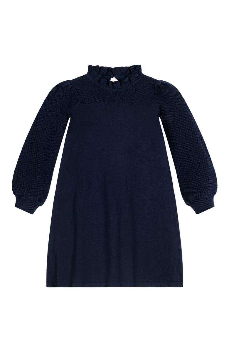 Hope & Henry Baby Girls' Organic Ruffle Neck Sweater Dress, Infant, Alternate, color, 