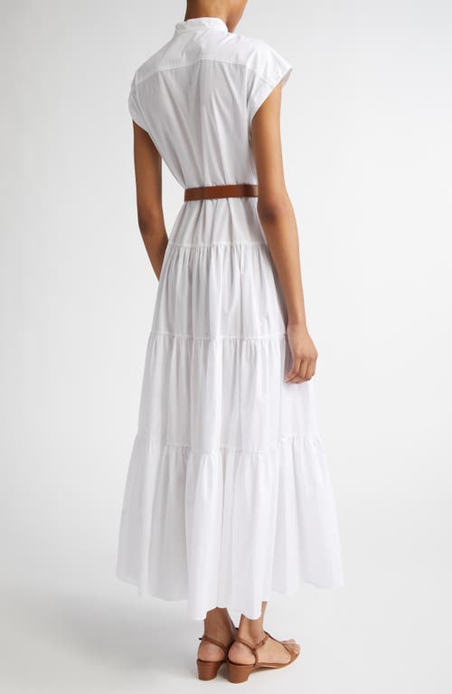 Max Mara Bairo Cotton Tiered Shirtdress In Optical White