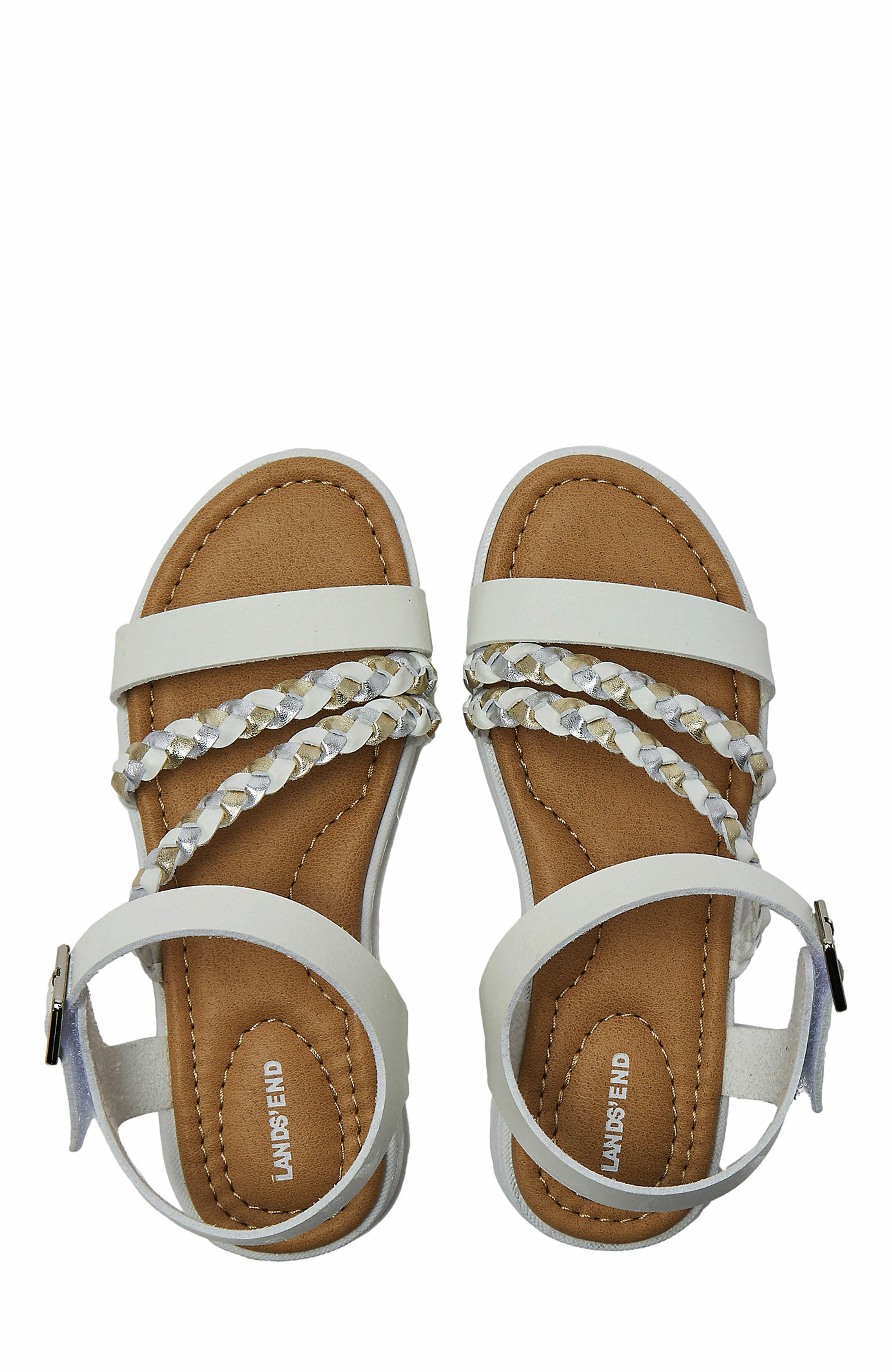 Lands' End Kids Braided Easy On Dress Sandals, Main, color, 