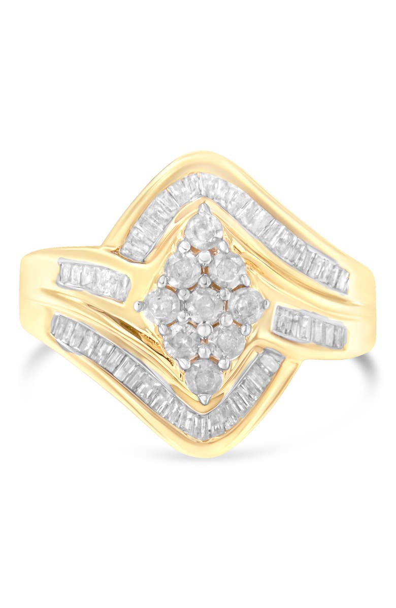 Haus of Brilliance 10K Yellow Gold 1.0 Cttw Diamond Bypass Cluster Ring, Alternate, color, Yellow Gold