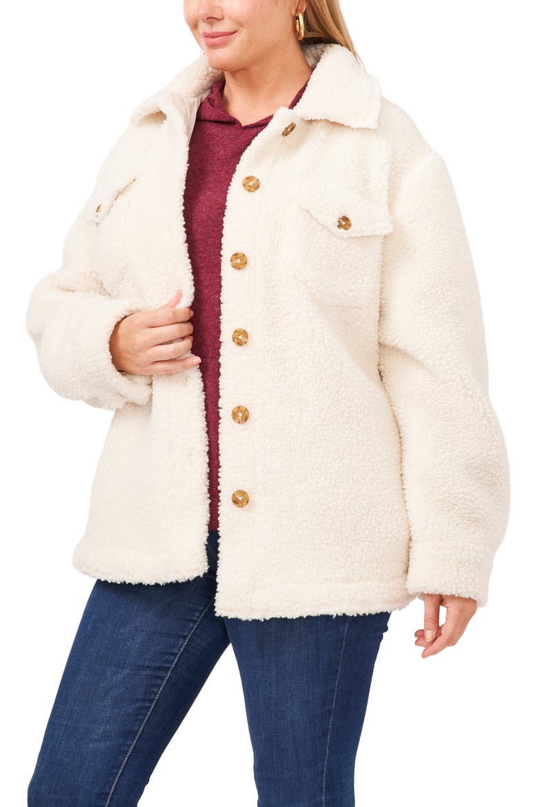 Faux Shearling Shirt Jacket, Main, color, VANILLA