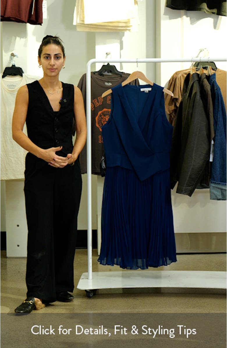 Orella Pleated Mixed Media Cocktail Dress, sales video thumbnail