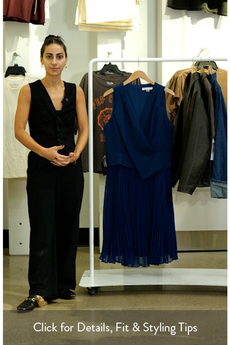 Orella Pleated Mixed Media Cocktail Dress video