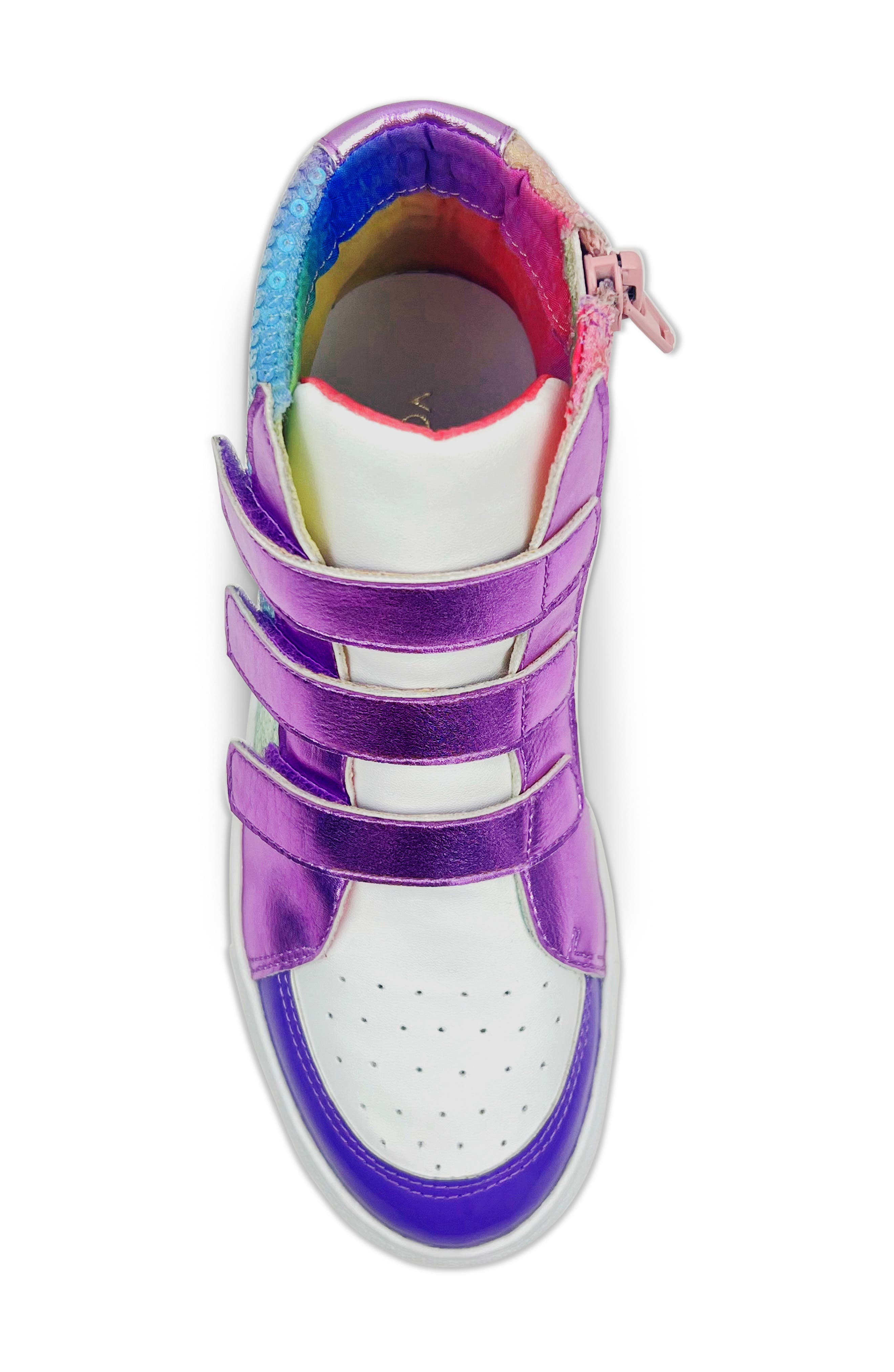 Yosi Samra Kids
 Miss Hannah Sequin High Top Sneaker, Alternate, color, Purple Multi