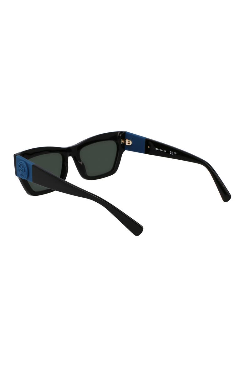 Medallion 53mm Modified Rectangular Sunglasses, Alternate, color, BLACK
