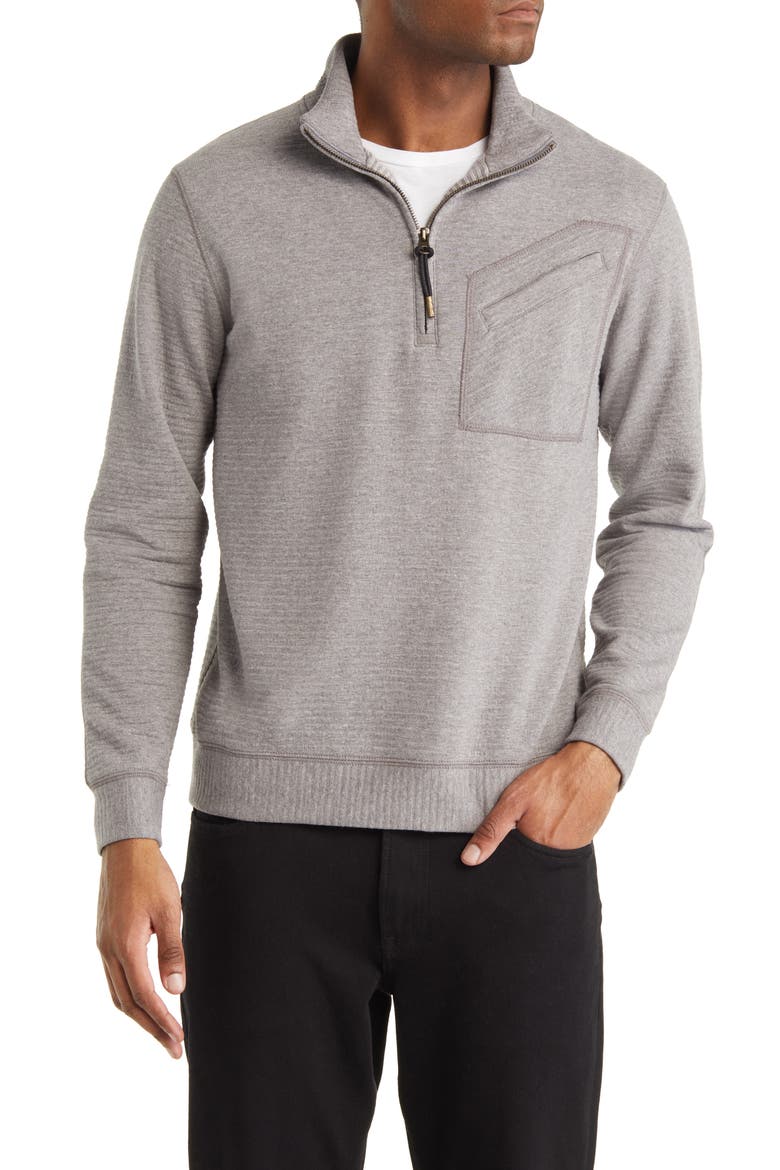 Quilted Half Zip Pullover, Main, color, MEDIUM GREY