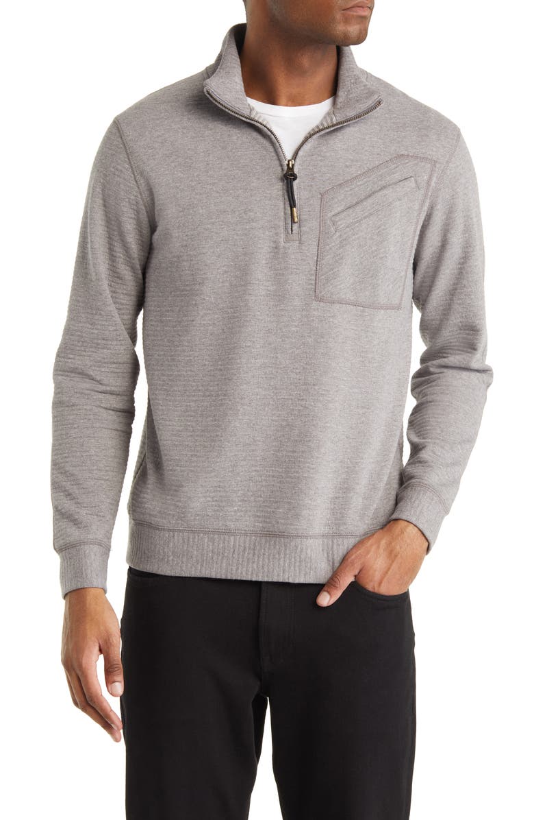 Billy Reid Quilted Half Zip Pullover, Main, color, Medium Grey