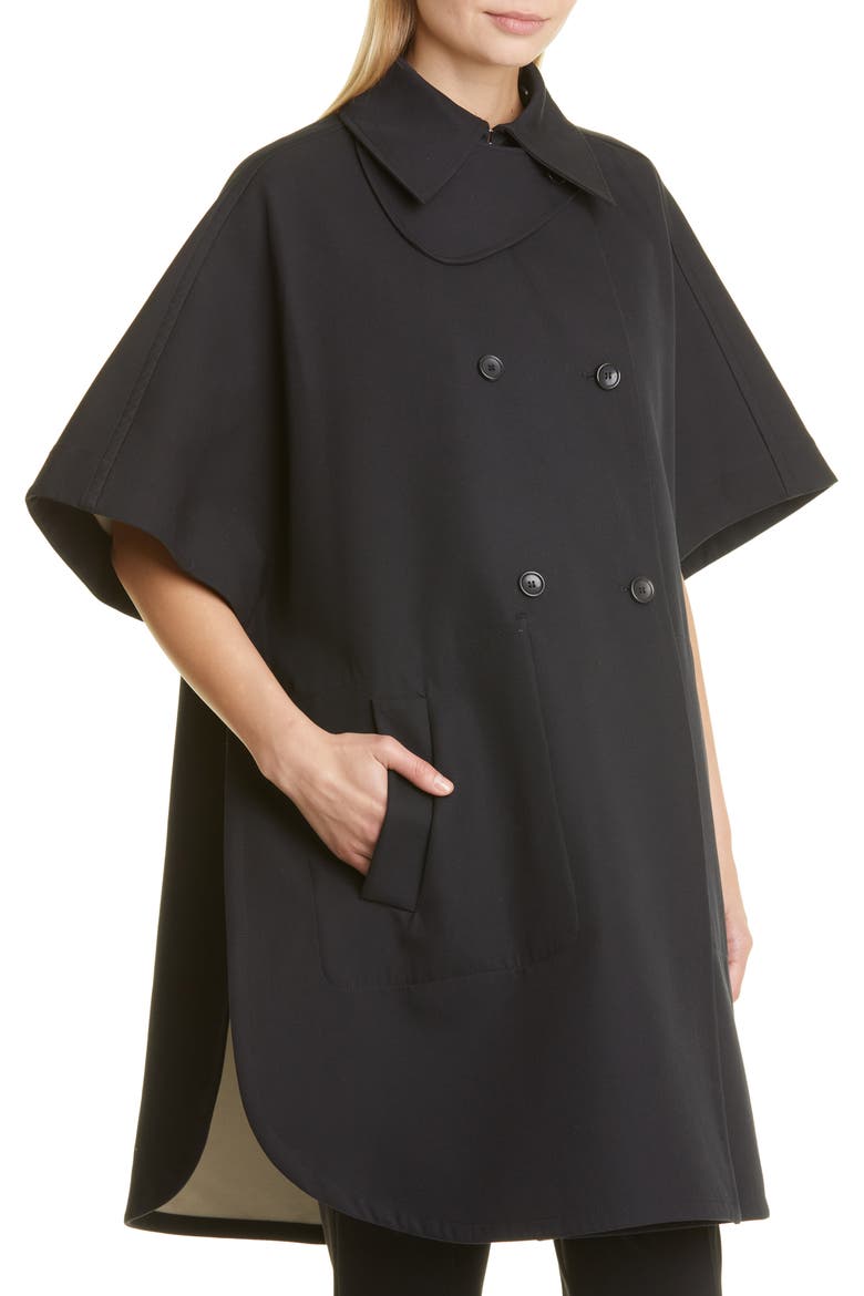 Women's Water Resistant Cotton Cape Coat, Alternate, color, 015 BLACK