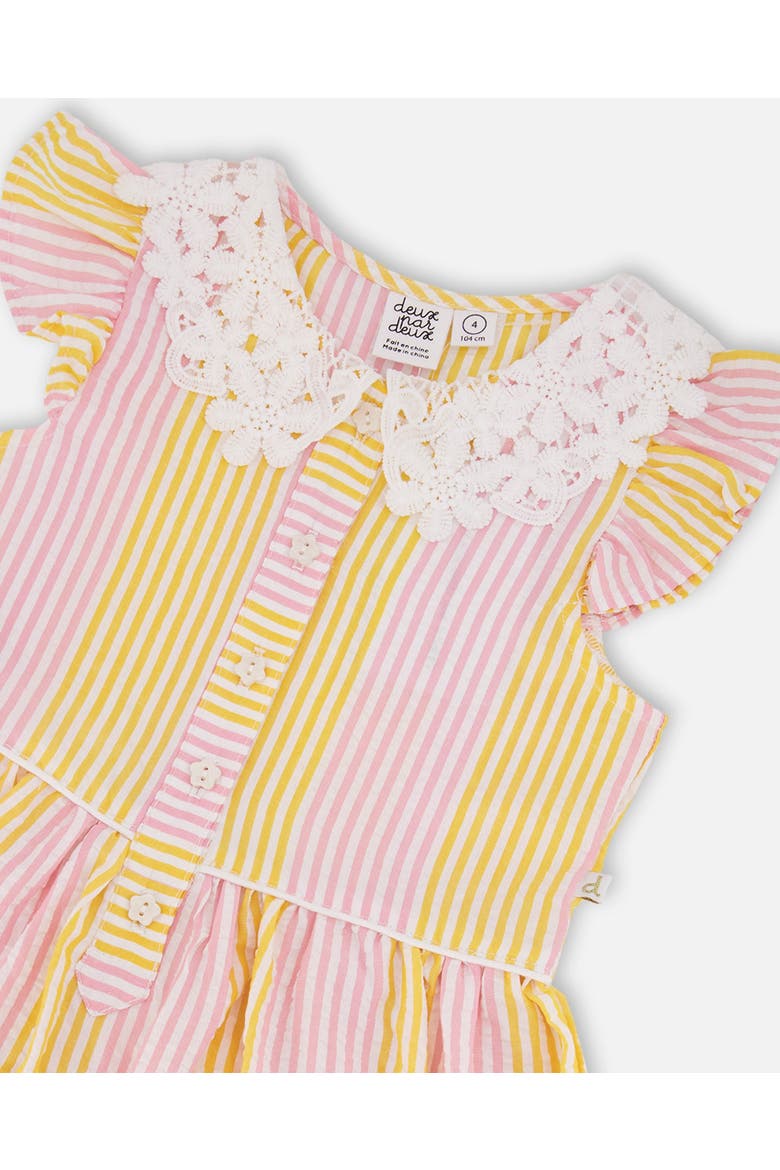 Crochet Peter Pan Collar Stripes Sleeveless Dress, Alternate, color, Pink &Yellow Stripes