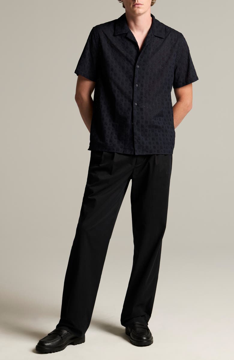 Vince Floral Eyelet Cotton Camp Shirt, Alternate, color, Coastal