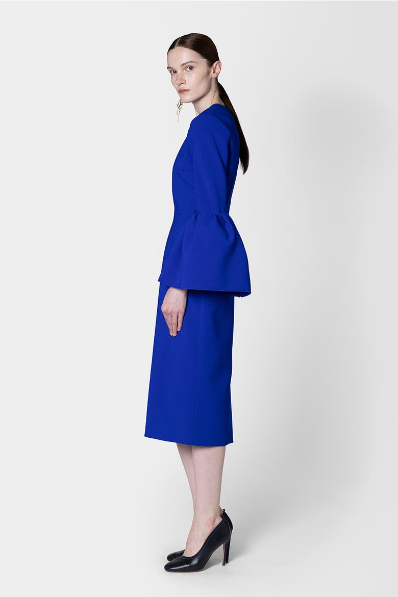 Margot Round Neck Long Sleeve Midi Dress, Alternate, color, Iris